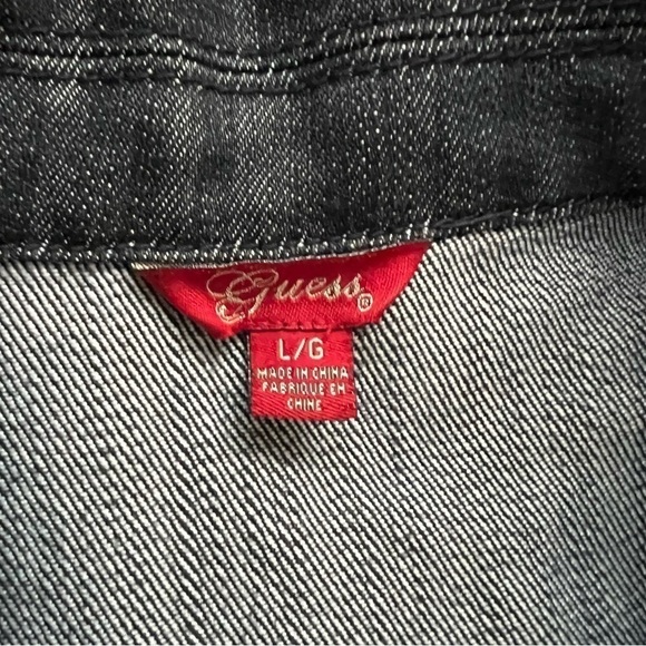 Guess Women’s Moto Blue Jean Jacket‎ Modele Style Size Large - Picture 15 of 16